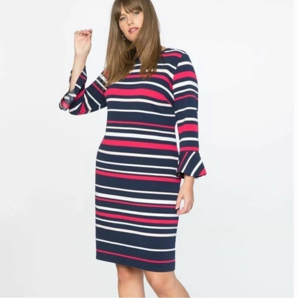 DRAPER JAMES X ELOQUII Stripe Ottoman Dress Pink Blue Office Career Size 12